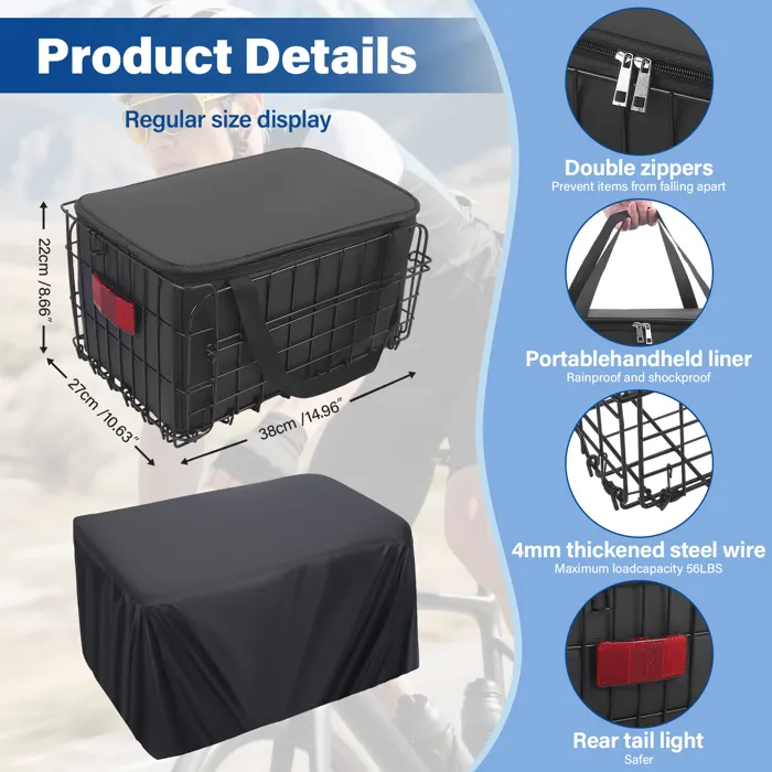 Panier de vélo arrière pliable en métal – Image 2