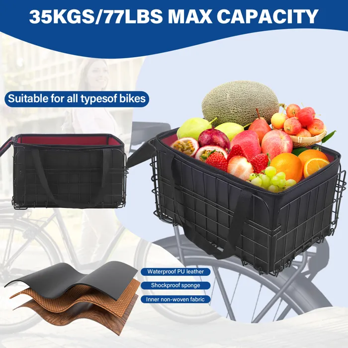 Panier de vélo arrière pliable en métal – Image 3